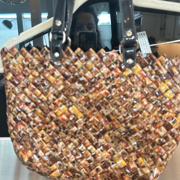 The Unbranded Brand Handbags - Woven Tote Bag with dog faces incorporated into the weave! Slight wear